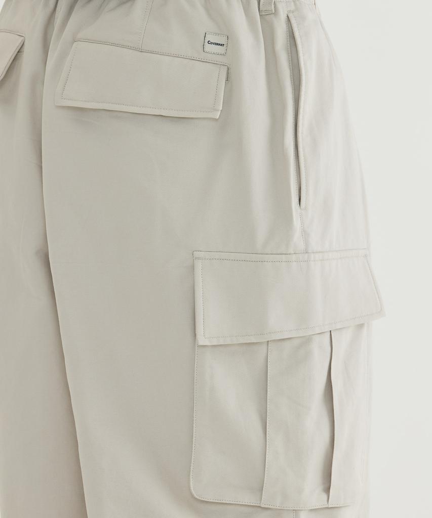 COVERNAT Cotton Cargo 1-Tuck Pants Ecru