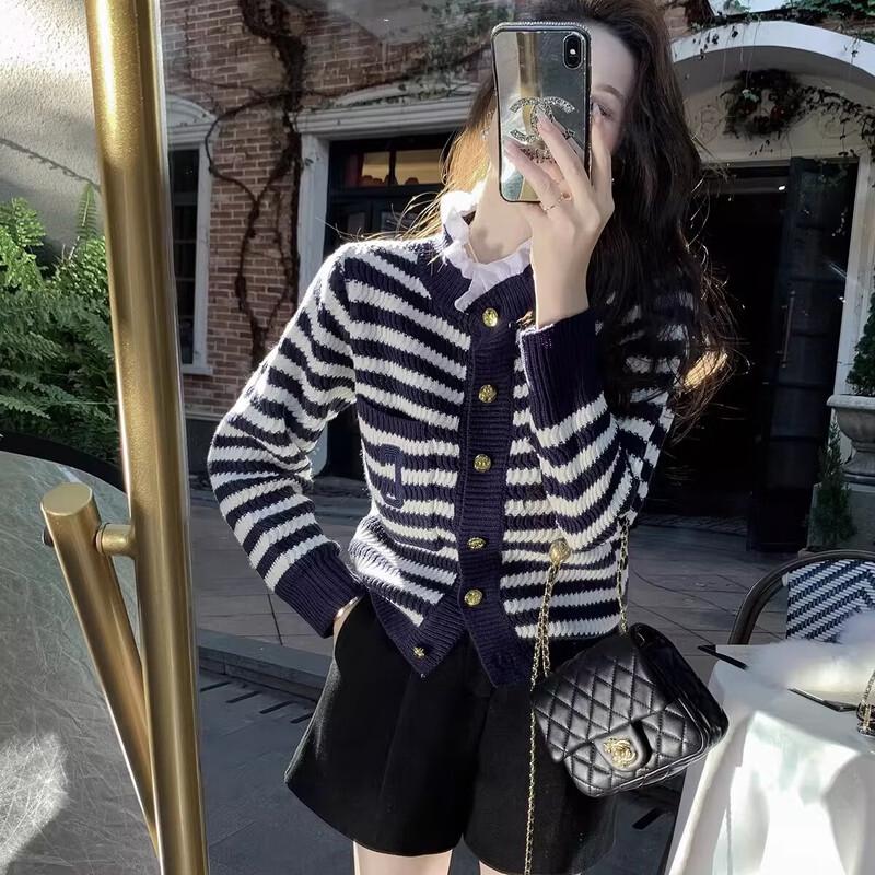 Women s Striped Color Block Knit Cardigan M
