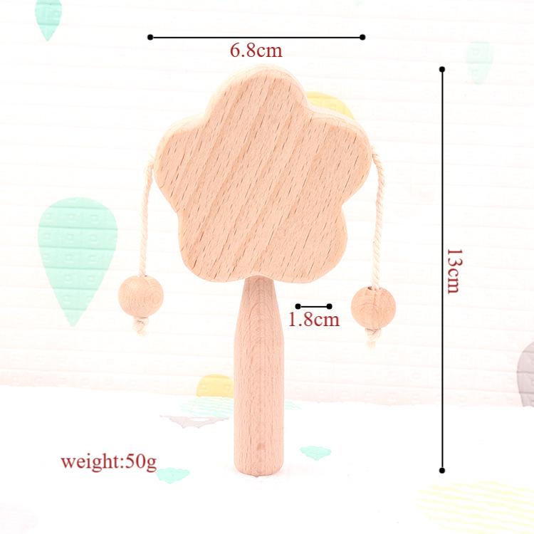 2024 Wooden Baby Rattle Toy - Creative Cartoon Beech Wood Design, Multi-Style Soothing Toy