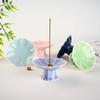 Zen Lotus Ceramic Incense Burner - Chinese Style Sandalwood & Stick Incense Holder for Home