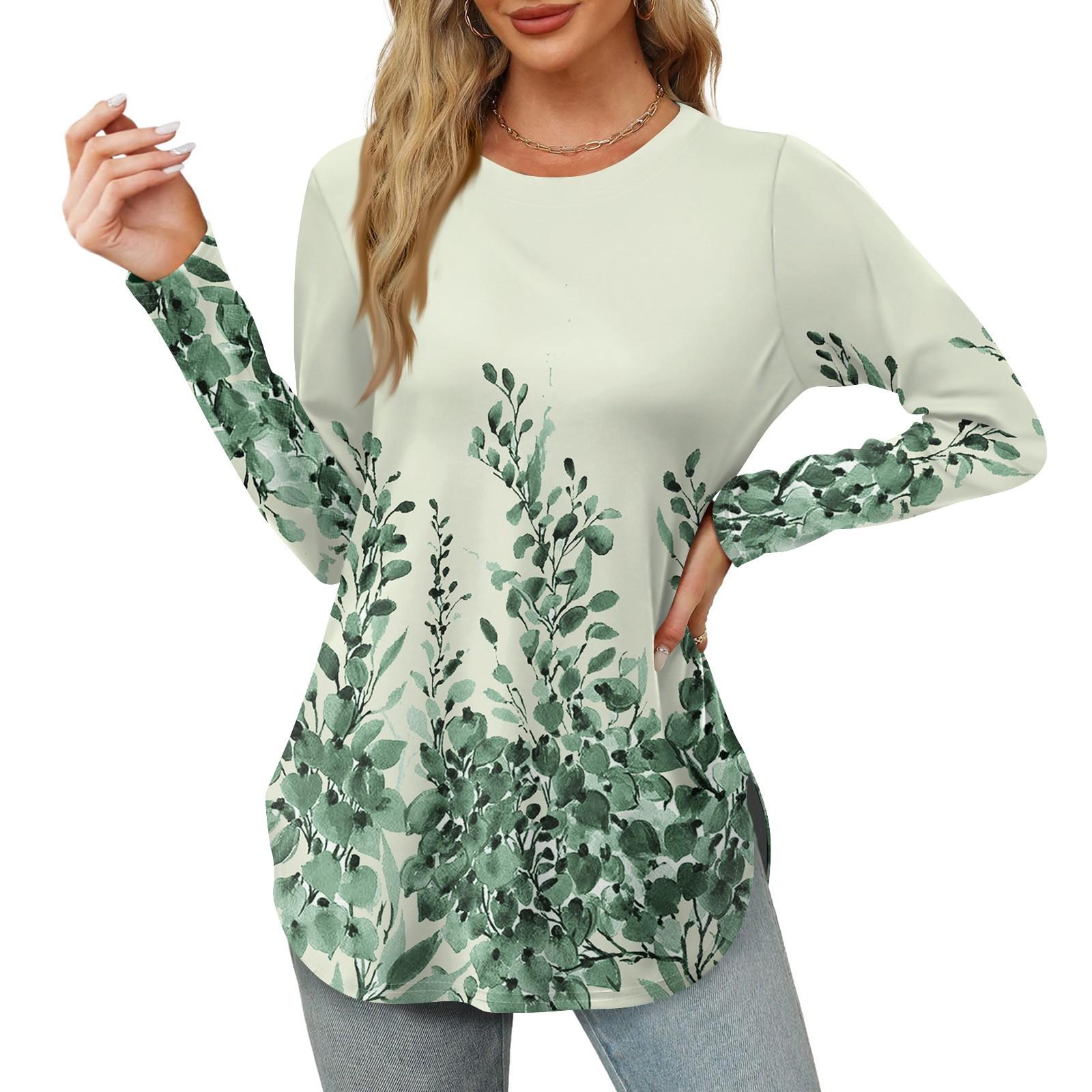 Женские рубашки с длинным рукавом и круглым вырезом — фото 11