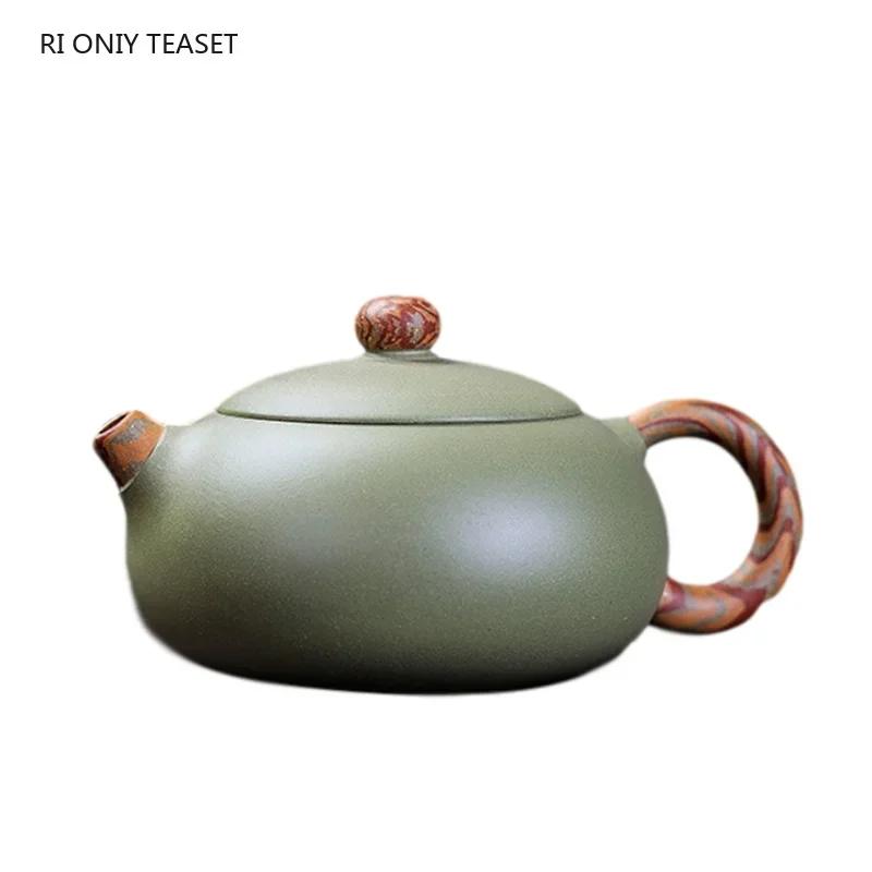 210ml Chinese Yixing Purple Clay Teapots Master Handmade Xishi Tea Pot Raw Ore Bean Green Sand Kettle Zisha Tea Set Gifts