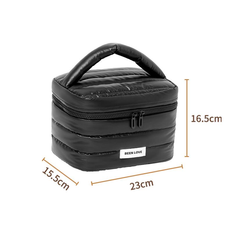 

Вместительная ручная косметичка Водонепроницаемая Ударопрочная Сумка для хранения косметики Мягкая Квадратная Сумка для умывания Ванная чёрный