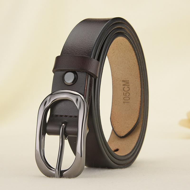 Ladies Cowhide Belt Alloy Pin Buckle Leather Belt Sun Buckle Casual Thin Belt