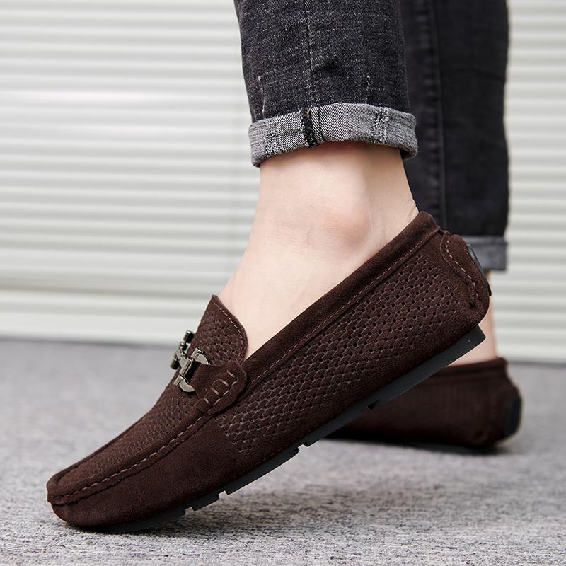 Fashion Hollow Out Men Leather Casual Shoes Male Set of Feet Shoe Driving Shoes Moccasins Classic Mens Loafers Men Flats Big Size 37-46