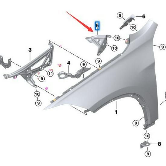 BMW X1 F49 Rear Fender Bracket - Models 41007427135 & 41007427136