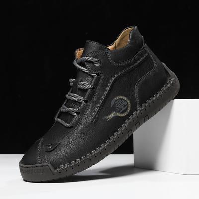 Large Size Men's Shoes Outdoor Casual Shoes Flat Bottom Hand Stitched Shoes Zipper Martin Boots Short Boots