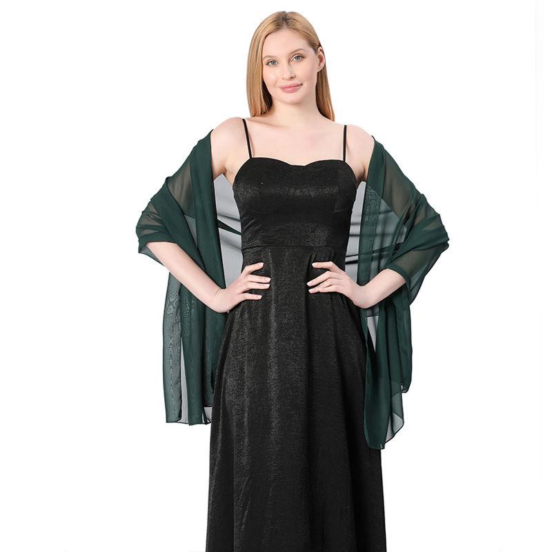 Shawl Dress Shawl Scarf Chiffon Dinner Dual-Use Women Solid Color Cheongsam Party