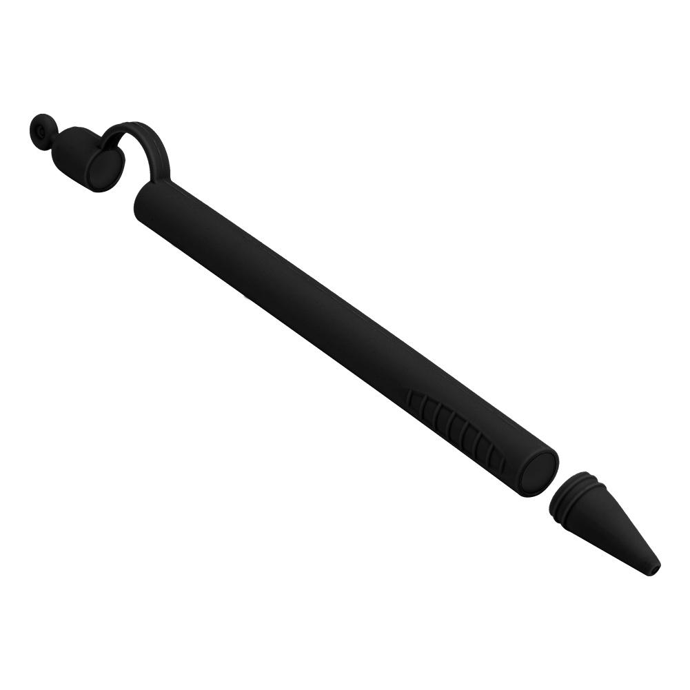 Leichter Silikon Runder Stifthalter Anti-Verloren & Rutschfest Für Apple Pencil (Schwarz)