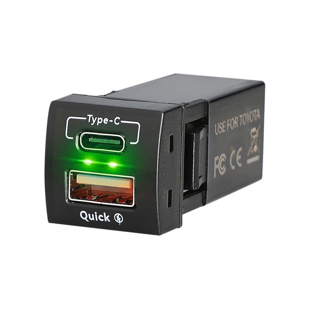 For Toyota Corolla RAV4 Camry 24V 12V 48W Type-C PD USB Chargers QC 3.0 Car Power Adapter Ports Interior Quick Charging Socket