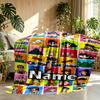 Custom Name Personalized Crayon Shin Print Blanket, Home Decor, Bedroom, Sofa, Camping, Couch, Gifts for Birthday Christmas