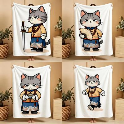 Cartoon F-Forbidden City Cat Throw Soft Warm Throw Blanket for Bedroom Living Room Bed Travel Camping Picnic Gift