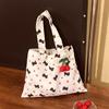 Roztomilé kotě, třešňový potisk s mašlí, plátěná taška tote, velká kapacita, cestovní, přenosná, úložná taška na drobnosti, dívčí, dojíždění, taška přes rameno, dárek