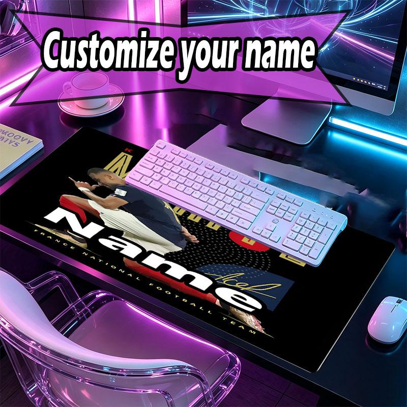 Benutzerdefinierter Name Personalisiertes Kylian Mbappe Muster Mauspade, Laptop PC Schreibtischmatte, Dekorative Schreibtischmatte für Zuhause Tastaturpad Geschenk