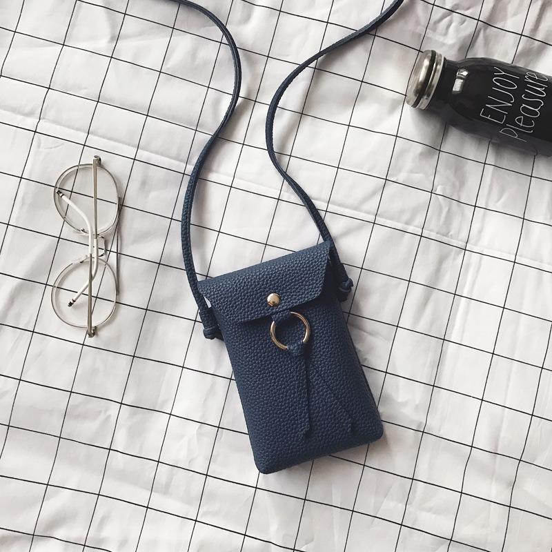 Fashion single shoulder messenger mobile phone bag versatile lychee pattern ring pendant change bag