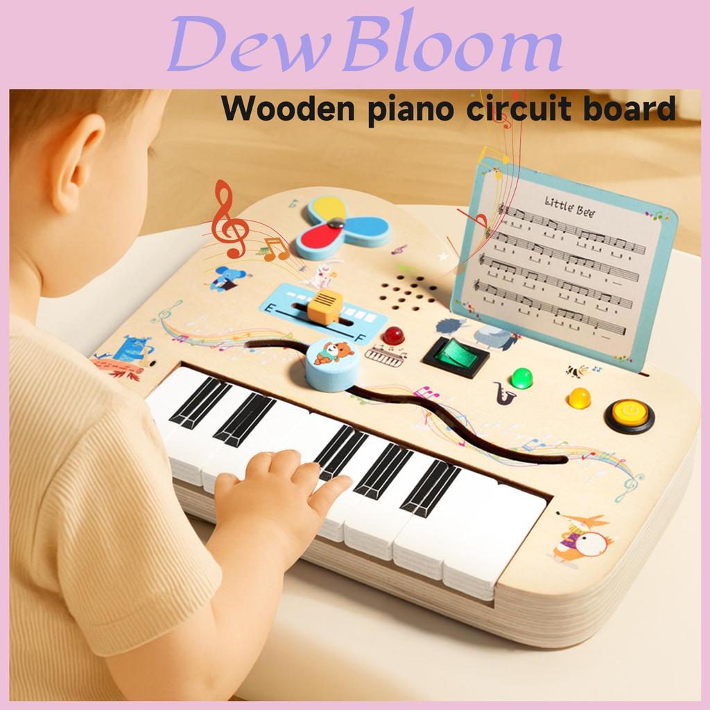 Wooden Piano Busy Board With Led Lights And Sound For Early Learning Toddlers
