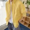 INCERUN Oversized Men Summer Lapel Neck Short Sleeve Buttons Print Casual Loose Shirts