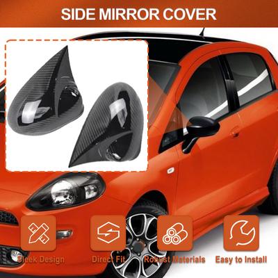 Car Rearview Side Mirror Cover Case Trim Wing Cap Carbon Fiber Look For Fiat 500 2007- PUNTO 2009-2018 EU Version