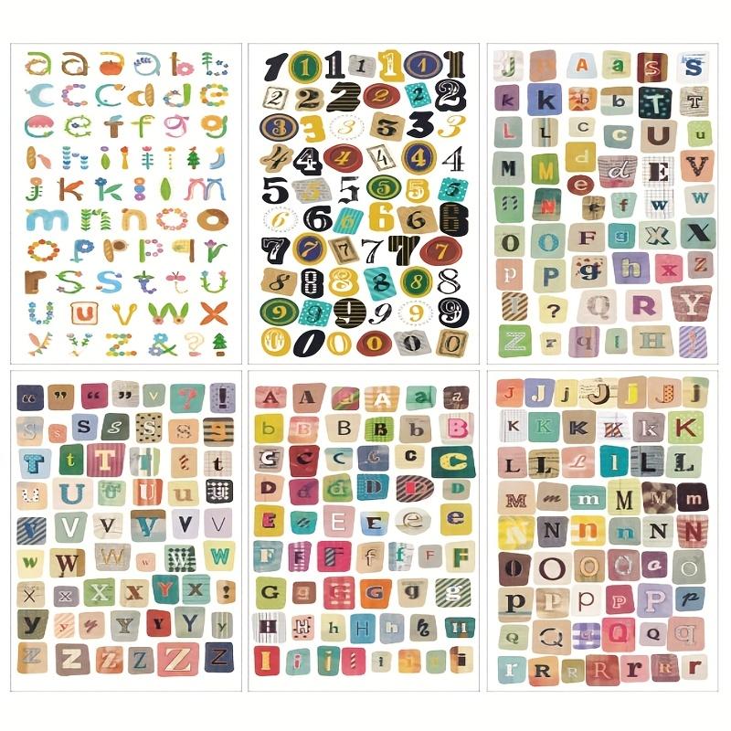 1 Set of Vintage Number Letter Stickers, Number Stickers for Scrapbooking, 6pcs Letter Stickers for Diary Decoration, Notebook