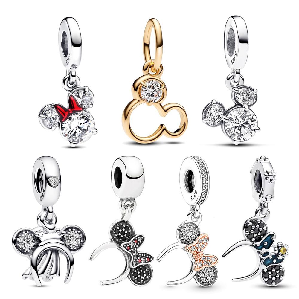 Schattige Mickey Minnie Strik Hoofdband Bedel Hanger voor DIY Armband Vrouwen Cartoon Sieraden Feest Cadeau Nieuwe Mode Accessoires