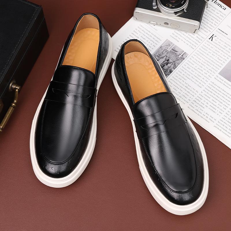 Fashion Black Men's Vulcanize Shoes Slip-On Brown Pu Leather Sneakers Shoes for Men with  Size 38-44