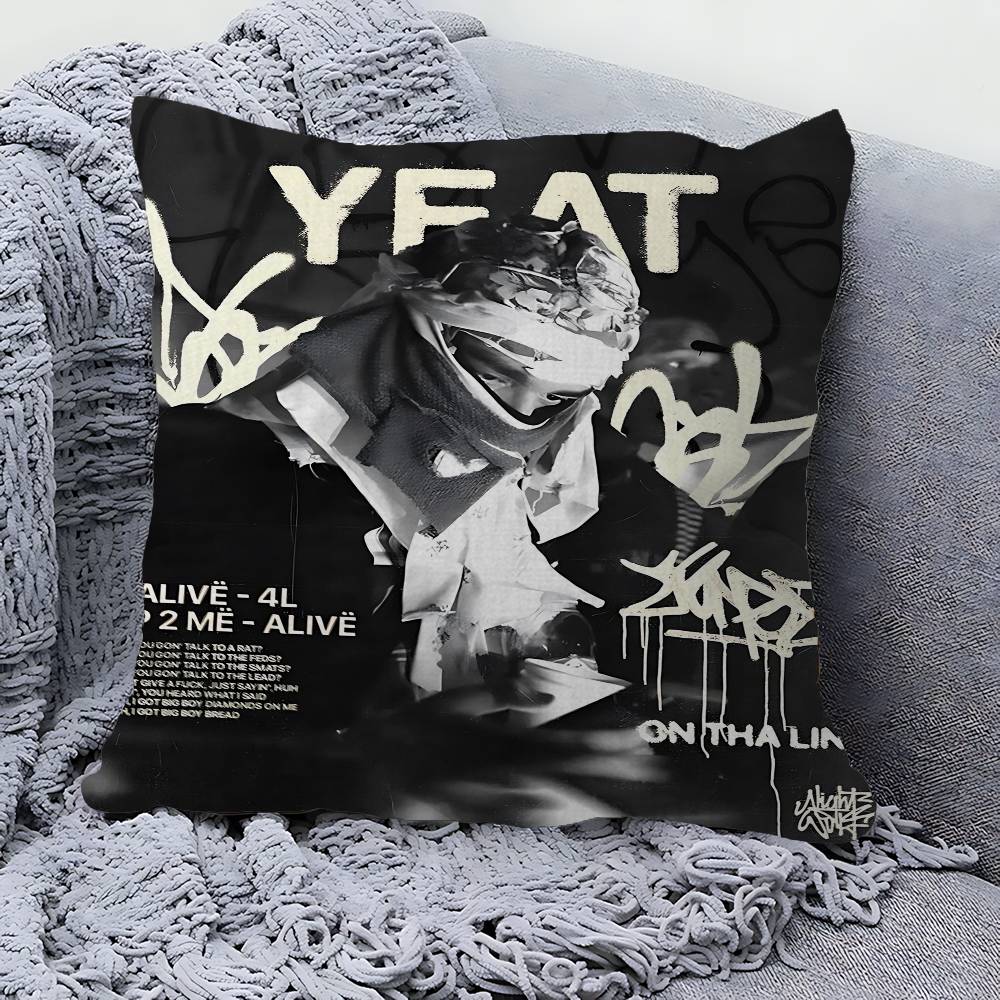 Pop Hip Hop Rapper Yeat Pillow Gift Home Office Decoration Bedroom Sofa Car Cushion Cover Case 45x45