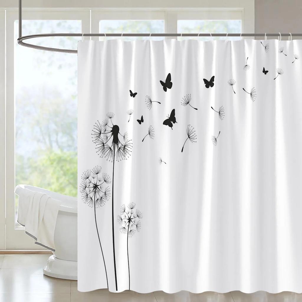 Mountain Forest Streams Natural Landscape Shower Curtain Set Waterfall Scenery View Plant Orchid Printing Bathroom Decor Curtain