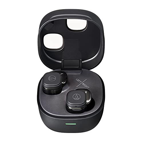 Audio-Technica ATH-SQ1TW2 BK Kabellose Ohrhörer bluetooth/Klein Leichtgewicht/Bis zu 20 Stunden Wiedergabezeit/Geringe Latenz/Außengeräusche