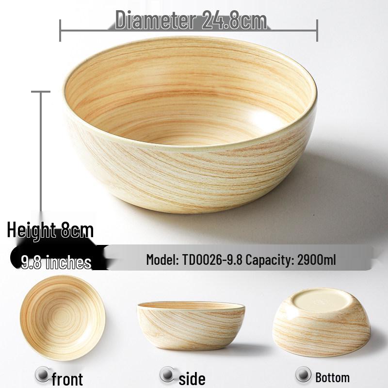 Xiangyuanmei Melamine Barbecue Hot Pot Side Plate - Imitation Porcelain Grill Pan with Wood Grain Design