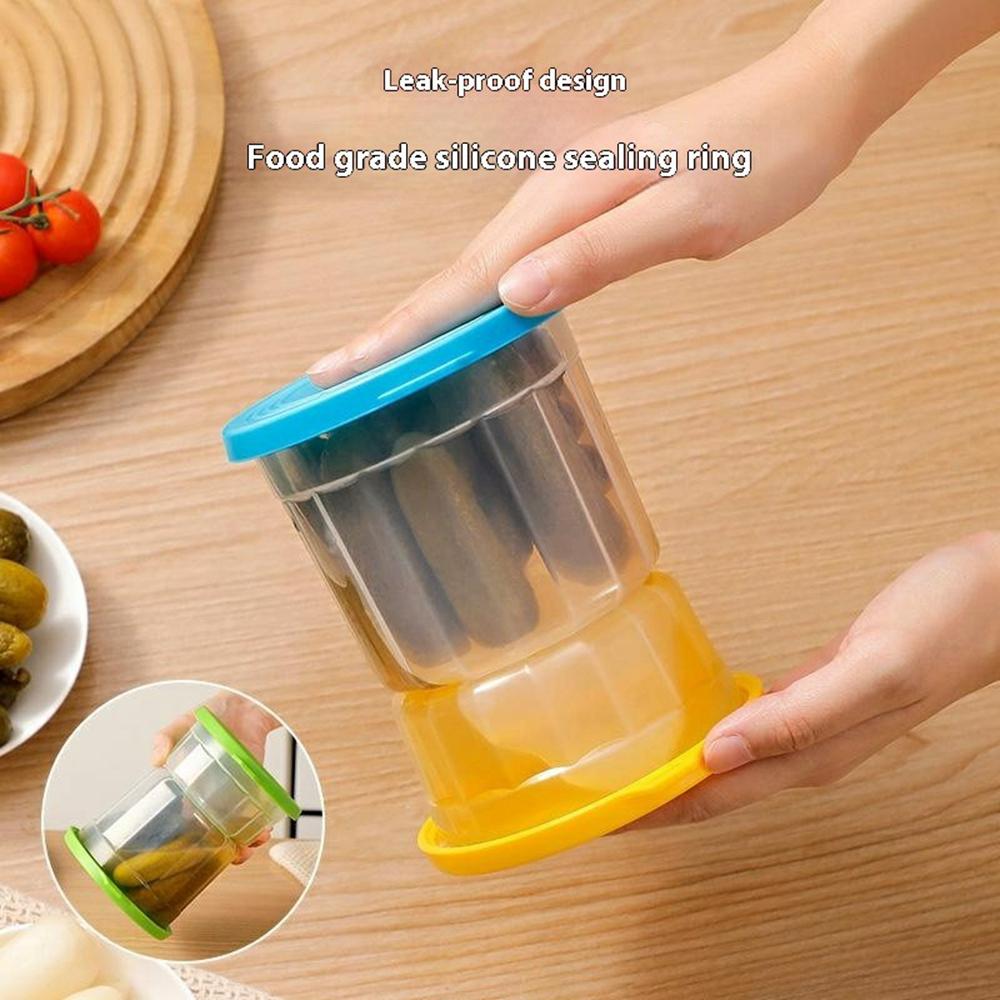 Hourglass Pickle Jar Dry Wet Separation Airtight Fridge Organizer for Kimchi Olives Pickled Vegetables (BPA Free, No FDA)