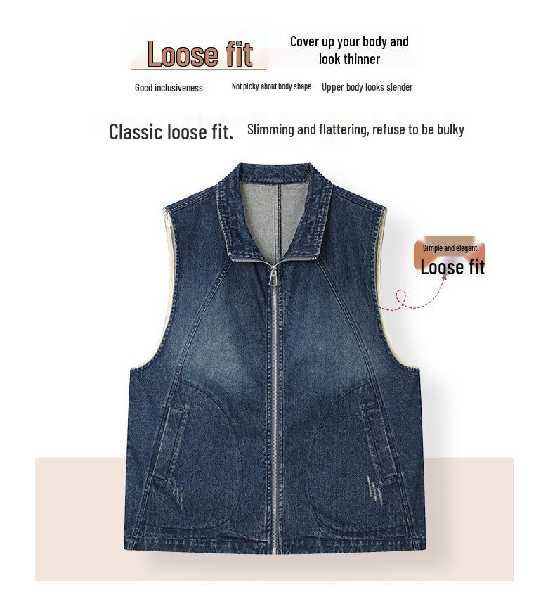 2024 Women's Lightweight Denim Vest: Spring & Autumn Sleeveless Jacket, Age-Reducing Style for Moms
