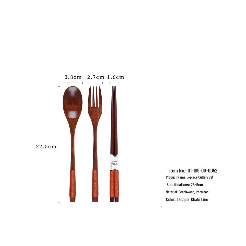 YFJY Drewniany Zestaw Sztućców: Grawerowalny widelec, łyżka, pałeczki z materiałowym woreczkiem - Idealne na wesela i do codziennego użytku