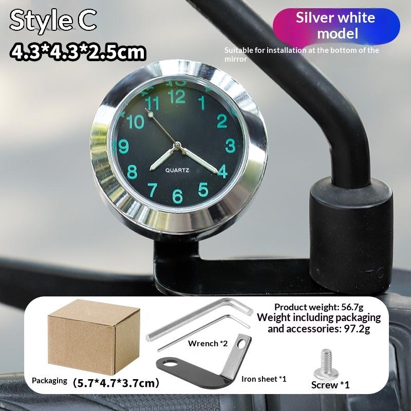 Illuminated Motorcycle Clock Waterproof Anti-Glare HD Display Mini Size for Electric Bikes Outdoor Riding Commuting