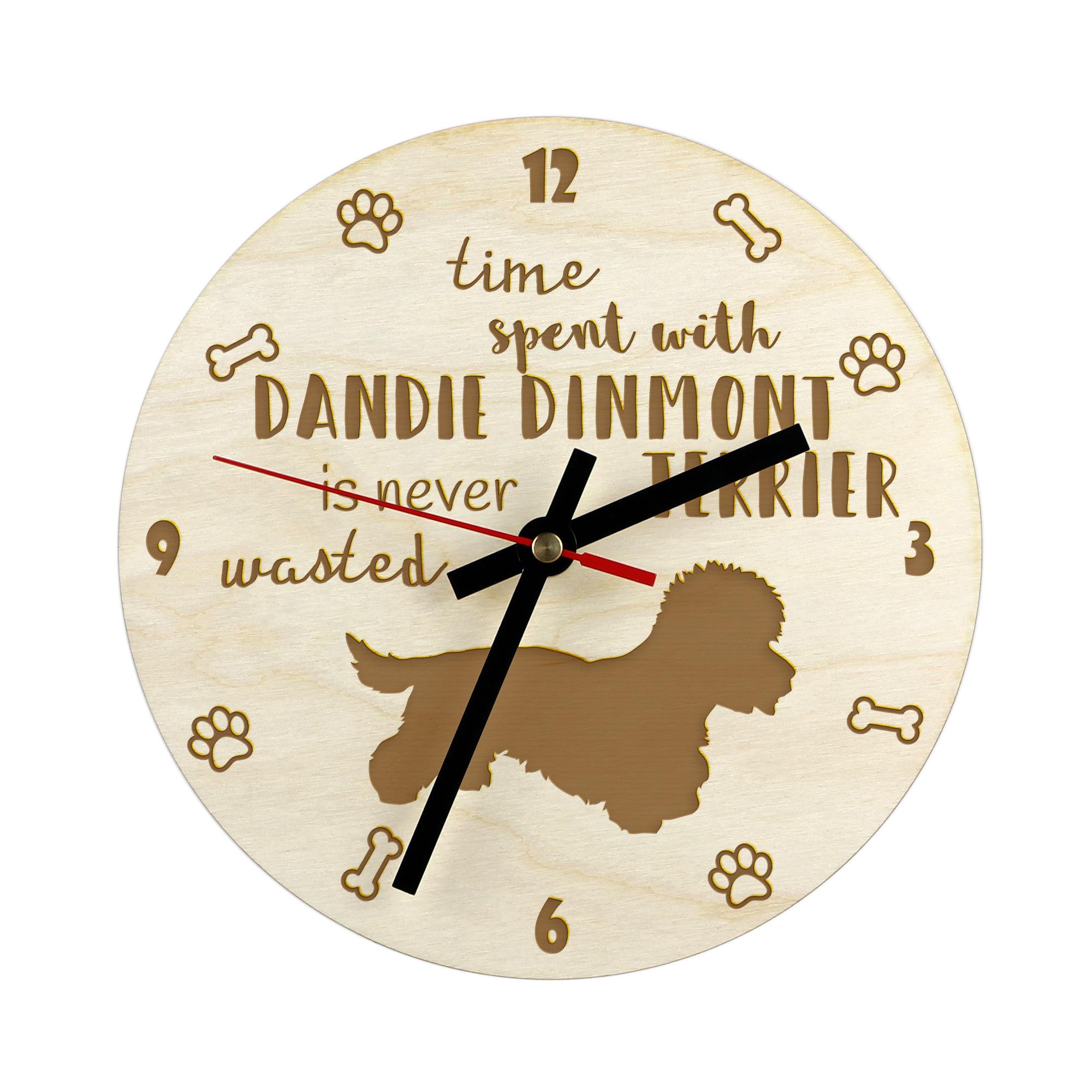 

Dandie Dinmont Terrier, Hindlee Terrier - clock with dog, wooden clock with engraving, personalised clock by Art-Dog