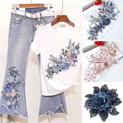 Polyester Mesh Embroidery Flower Lace Patch Sew Clothing Decoration Embroidered Fabric Stickers DIY Embroidery Patch Clothing