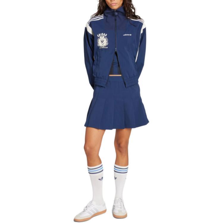 adidas Originals Letter Logo Long Sleeve Jacket Women Jacket Night-Blue JY2809