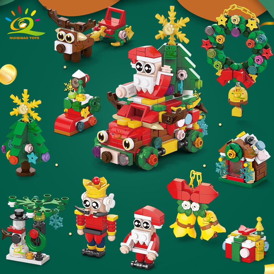 Non-Toxic Children Mini Christmas Tree Santa Claus Model Micro Bricks Building Block Diy Insect Animal Bricks Toys For Adult Gift