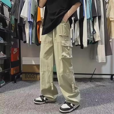 Men's Summer Hip-Hop Style Multi-Pocket Overalls - Trendy, Lightweight, Straight-Leg Sports Pants
