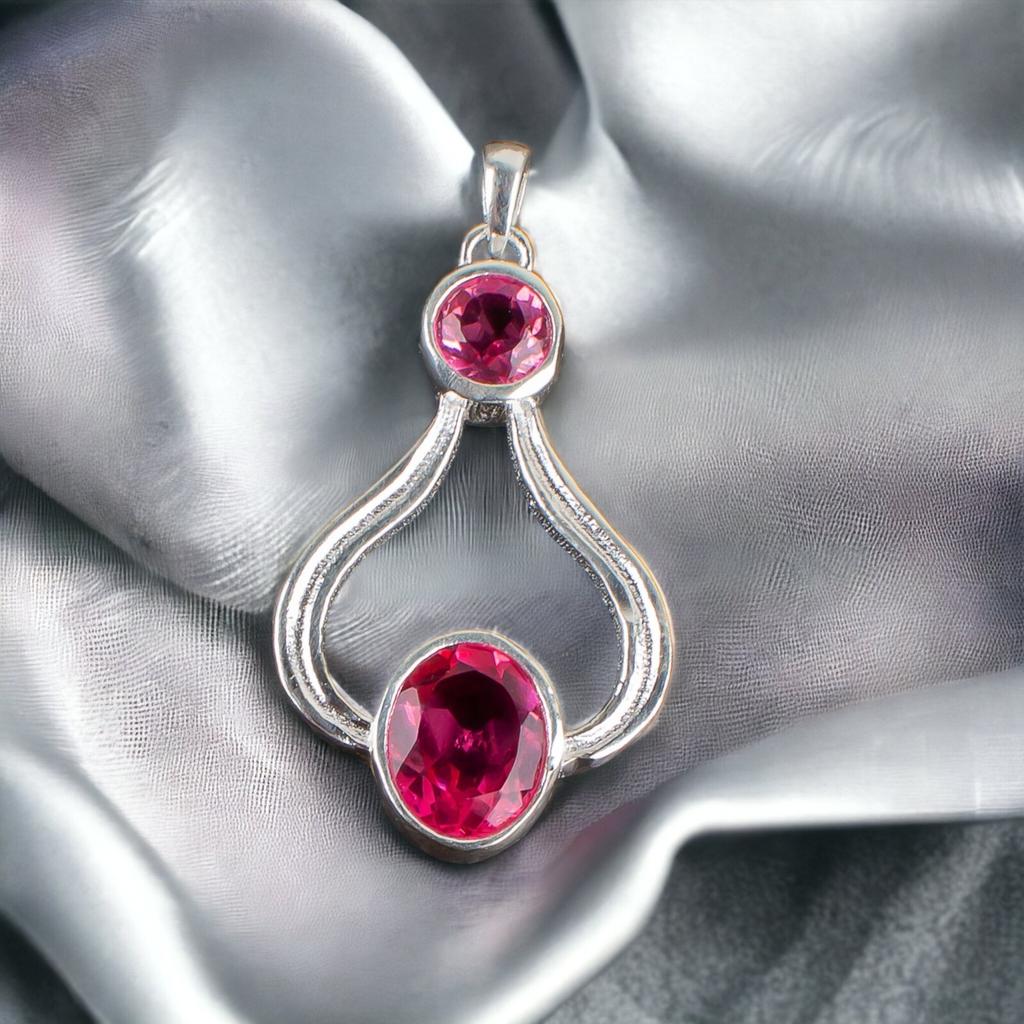 925 Sterling Silver Multi Gemstone Fashionable Jewelry Pendant 1.51" For Gift CP-4