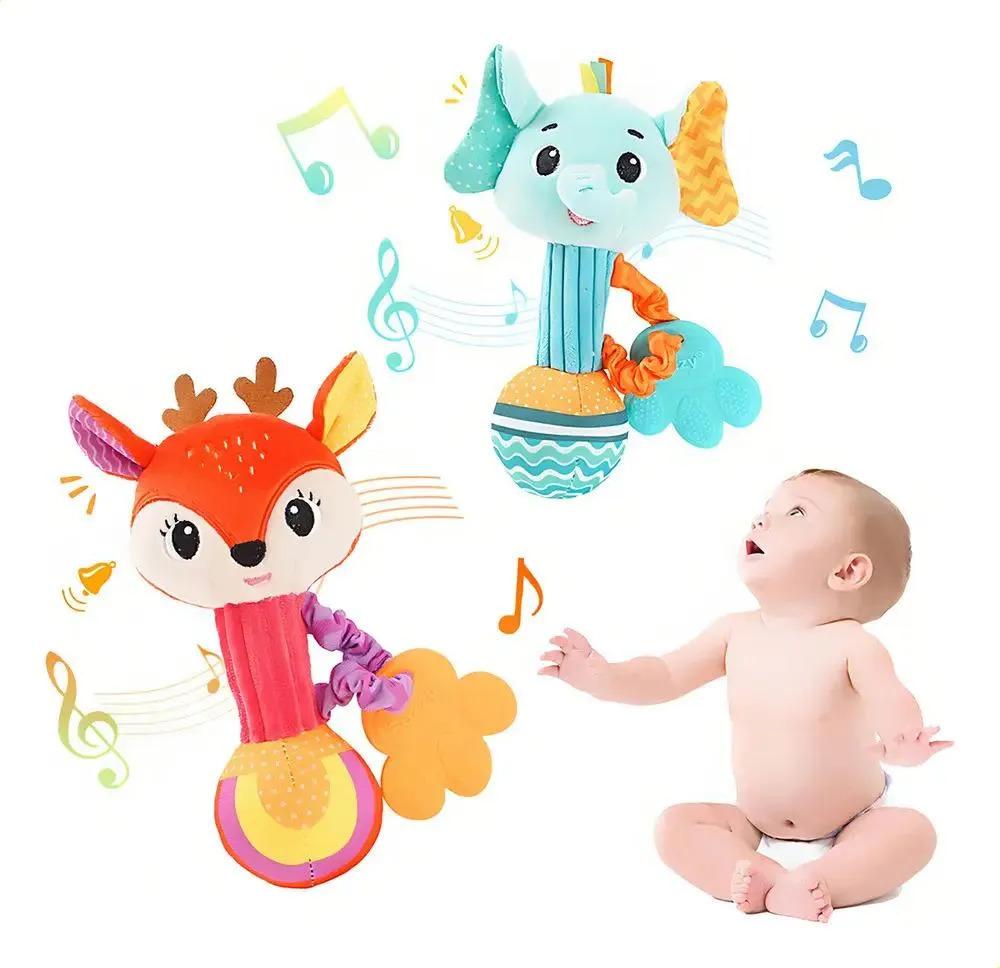 Baby Animal Plush Rattle Shaker Toy Soft Teether Sensory Toy for Newborn 0‑12 Months