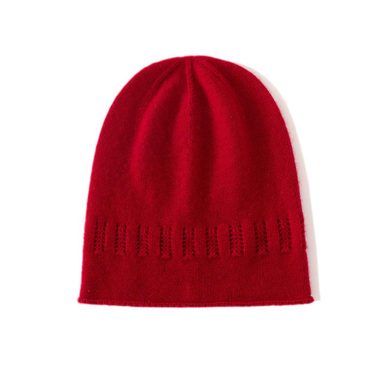 Cashmere Autumn and Winter New Unisex Solid Color Thick Warm Fashion Curled Hollow Knitted Casual Hat