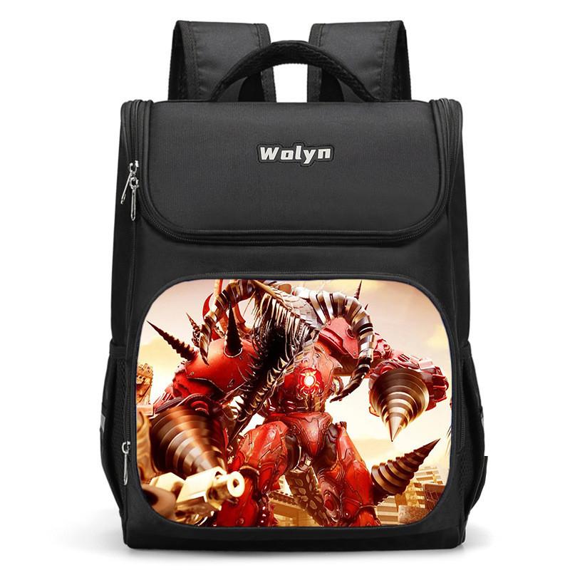Trendy Nylon Student Backpack With Titan Monitoring Man Design For School Use