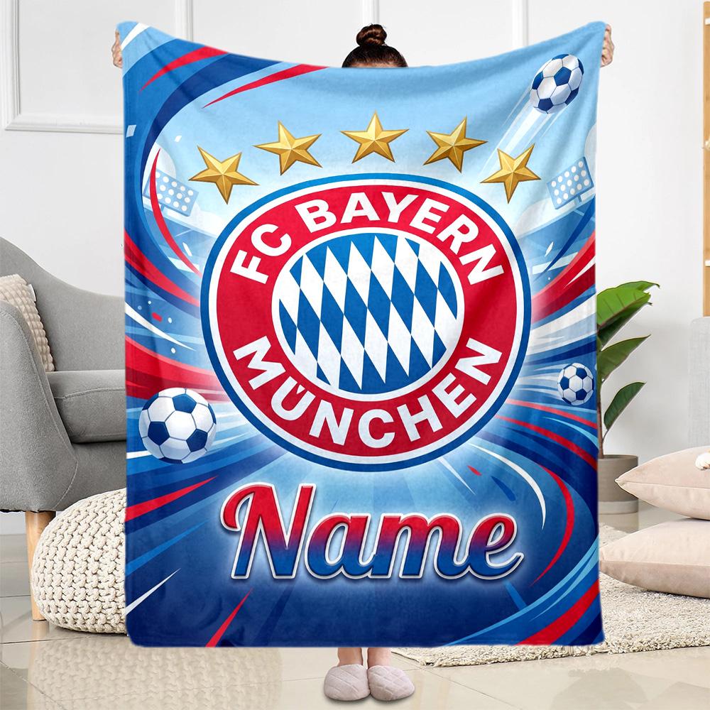 Bayern Munich Fan Gear Customize Your Name Blanket Cozy Customizable Blanket Durable Comfort for Home Decor Picnics Seaside Livingroom