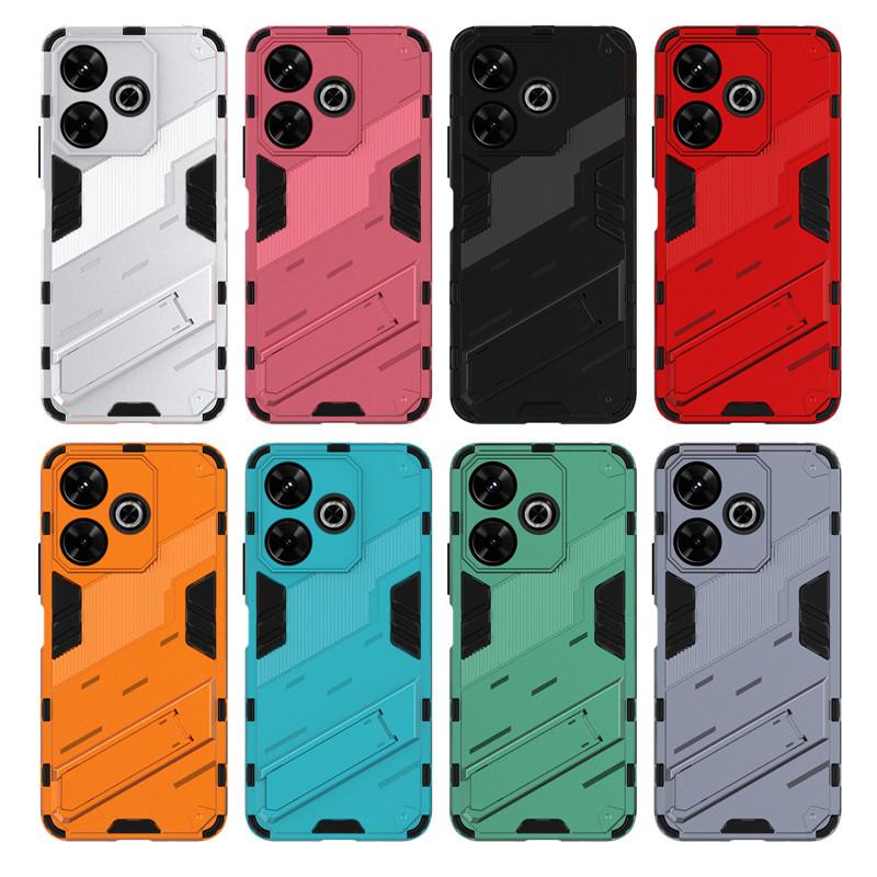 For Poco M6 Case For Xiaomi Poco M6 4G Cover 6.79 inch Punk armor Shockproof Hard Rubber Bracket Bumper For Xiaomi Poco M6