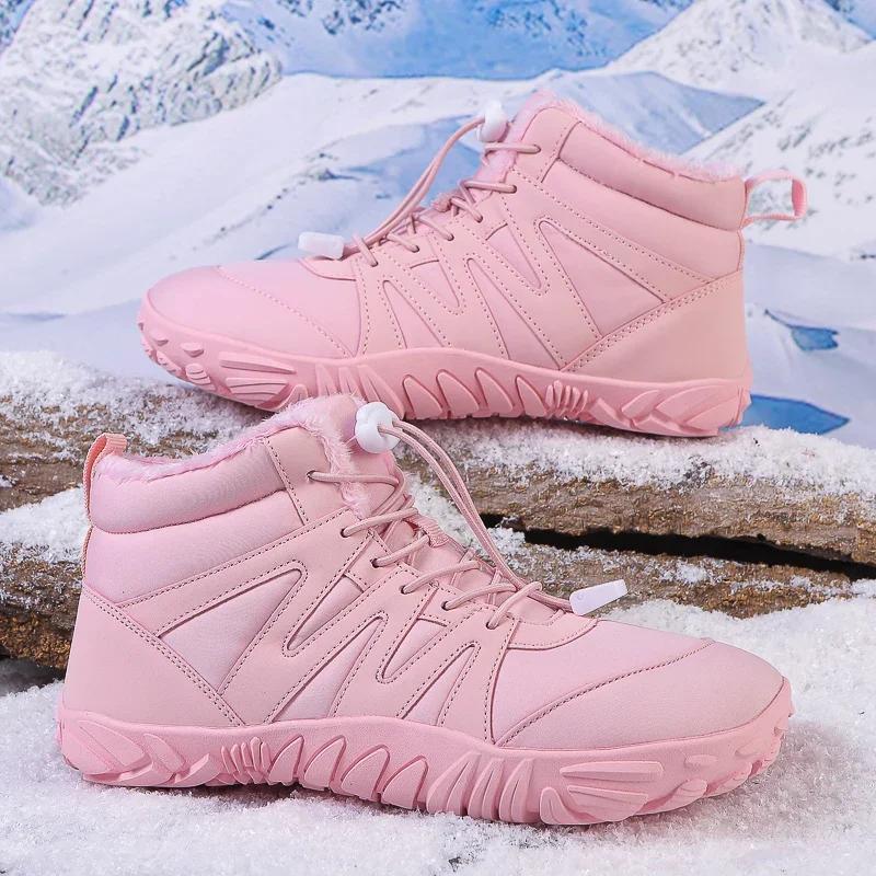 Fashion 2024 Winter Booties Men Snow BareFoot Casual Shoes Outdoor Work Shoes Ladies Warm Fur Men Ankle Shoes Male Snow Boots Plus Size