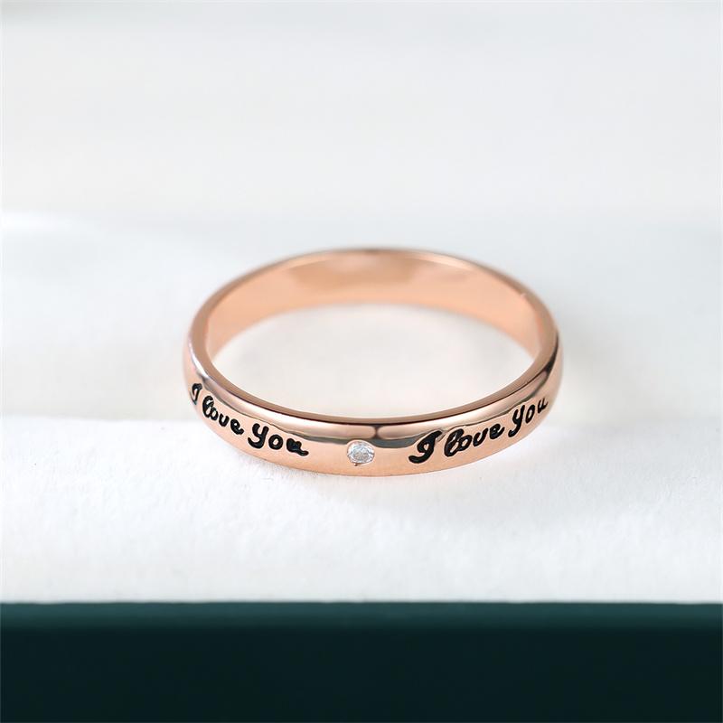 1 Pz Colore Oro Rosa Pietra Bianca Ti Amo Anello Nuziale San Valentino Festa della Mamma Gioielli Regalo