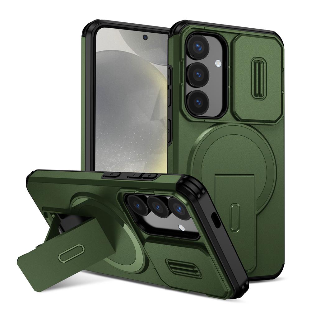 KEYSION Shockproof Magnetic Case for Samsung Galaxy S24 S25 Ultra S25+ S24 FE Slide Camera Protect Kickstand Wireless Charging Phone Cover