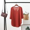 Women's Korean-Style Summer Cotton Linen Round Neck Shirt, Loose Fit, Mid-Sleeve, Plus Size Casual Top
