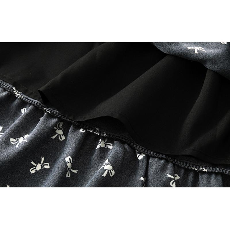 Women's Floral Print Skirt, A-line Skirt Spring and Summer High-waisted Mid-length Cake Skirt