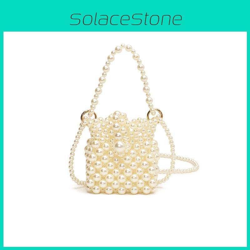 Crossbody Pearl Woven Bag Suitable For Girls Handmade Bead Bag For Daily Outfit